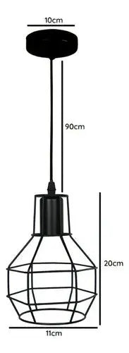 Lampara De Fierro Jaula Vintage Colgante E27 Decoracion Color Negro
