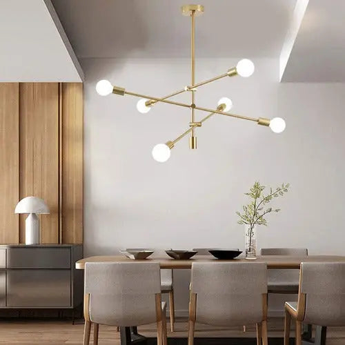 Lampara De Techo Moderna Dorada Elegante + Ampolletas Led