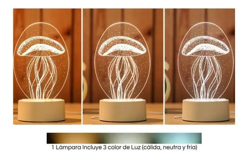 Lampara Led De Velador 3d Ilusion Diseño s 3 Colores Usb