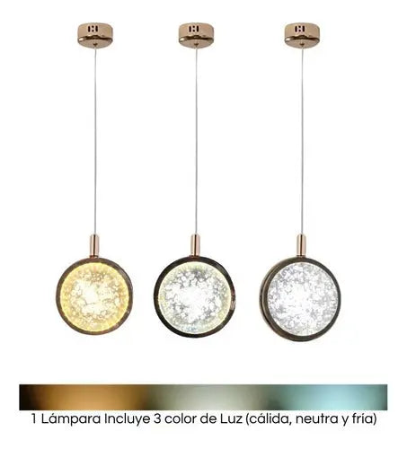 Lámpara Colgante Moderna Elegante Globo Vidrio Bronce Diseño