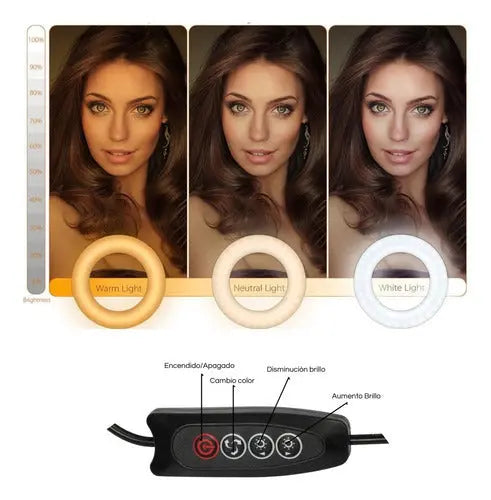 Aro Luz Led 36cm Dimeable + Tripode Ajustable 2 Mts