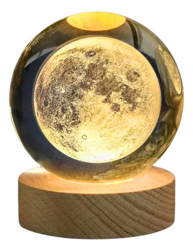 Lámpara De Mesa Esfera Cristal Led Diseño Láser 1w Usb 6'