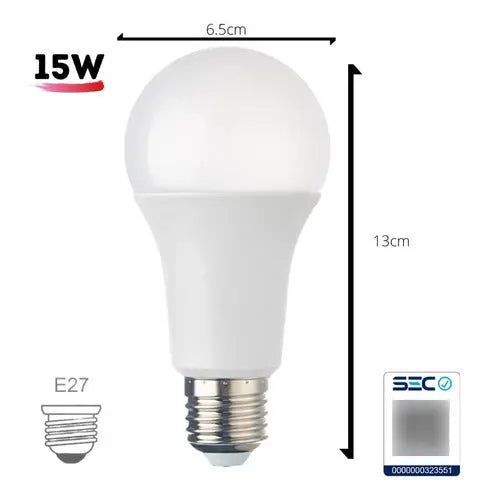 Pack 10 Ampolletas Led Rosca Normal E27 15w Sec