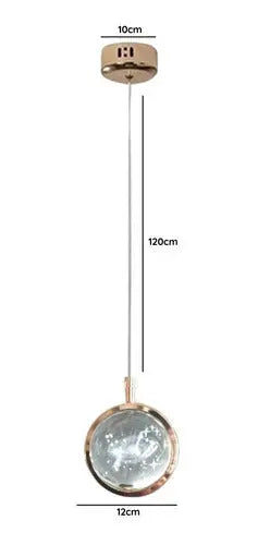 Lámpara Colgante Moderna Elegante Globo Vidrio Bronce Diseño