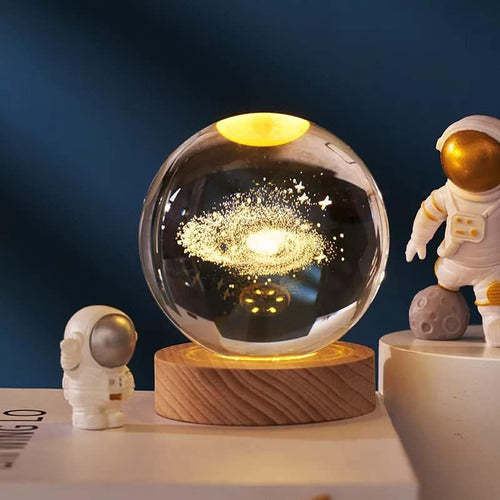 Lámpara De Mesa Esfera Cristal Led Diseño Láser 1w Usb 6'