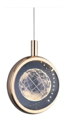 Lámpara Colgante Moderna Elegante Globo Vidrio Bronce Diseño