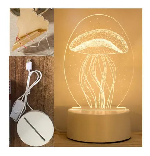 Lampara Led De Velador 3d Ilusion Diseño s 3 Colores Usb