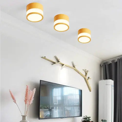 Panel Sobrepuesto Amarillo Con Vidrio Decorativo Led 7w Luz Fria