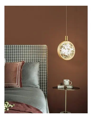 Lámpara Colgante Moderna Elegante Globo Vidrio Bronce Diseño