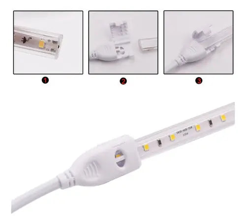 Cinta Led Impermeable Con Adhesivo 10 Metros + Cable 220v