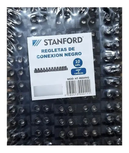Pack 10 Regletas De Conexion Plastica 12 Polos 4mm