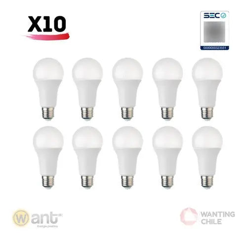 Pack 10 Ampolletas Led Rosca Normal E27 15w Sec