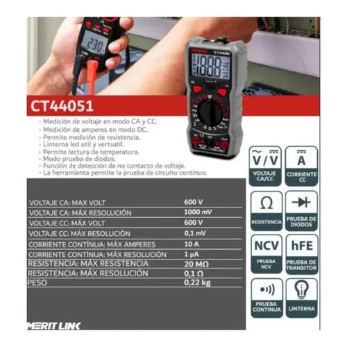 Multimetro Multi Tester Digital Portatil 600v Crown