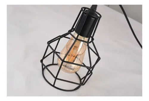 Lampara De Fierro Jaula Vintage Colgante E27 Decoracion Color Negro