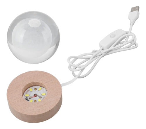 Lámpara De Mesa Esfera Cristal Led Diseño Láser 1w Usb 6'