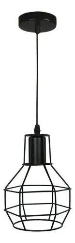 Lampara De Fierro Jaula Vintage Colgante E27 Decoracion Color Negro