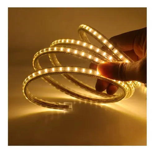 Cinta Led Impermeable Con Adhesivo 10 Metros + Cable 220v