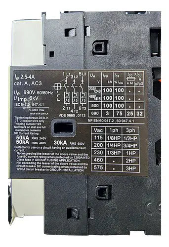 Guardamotor Trifasico 2.5-4a 660v Stanford