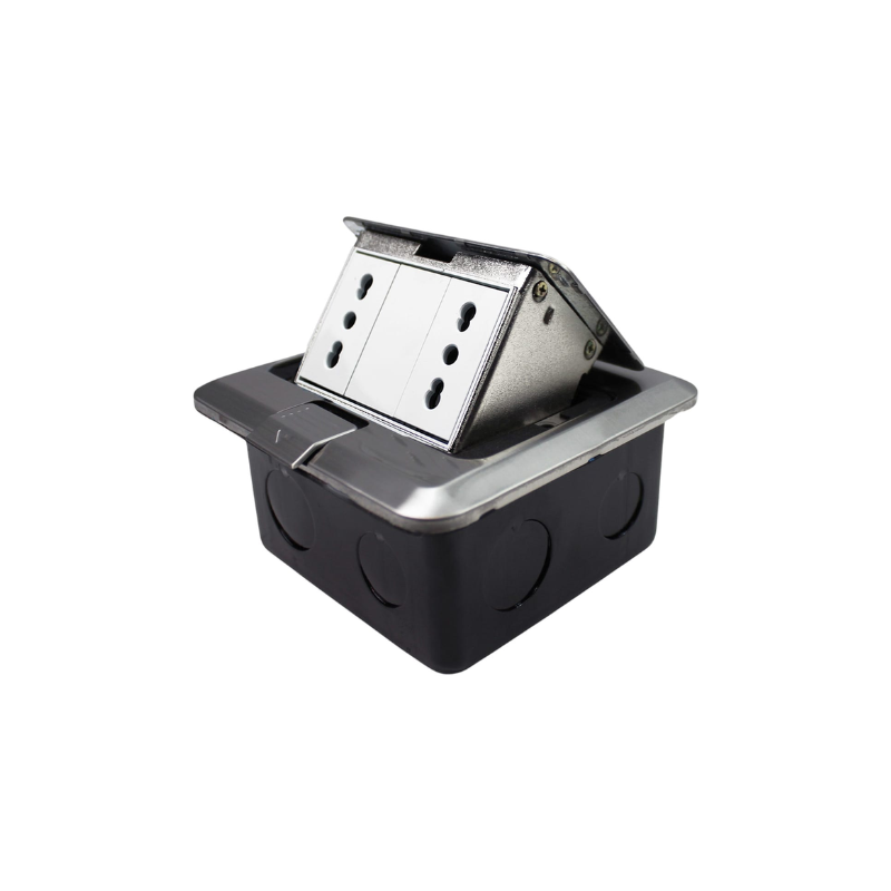 Caja De Piso Pop-Up Metalica 2 Enchufes 10/16A