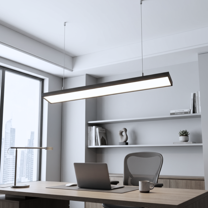 Lampara Led Lineal Colgante/Sobrepuesto Negro 60W 120cm ABS
