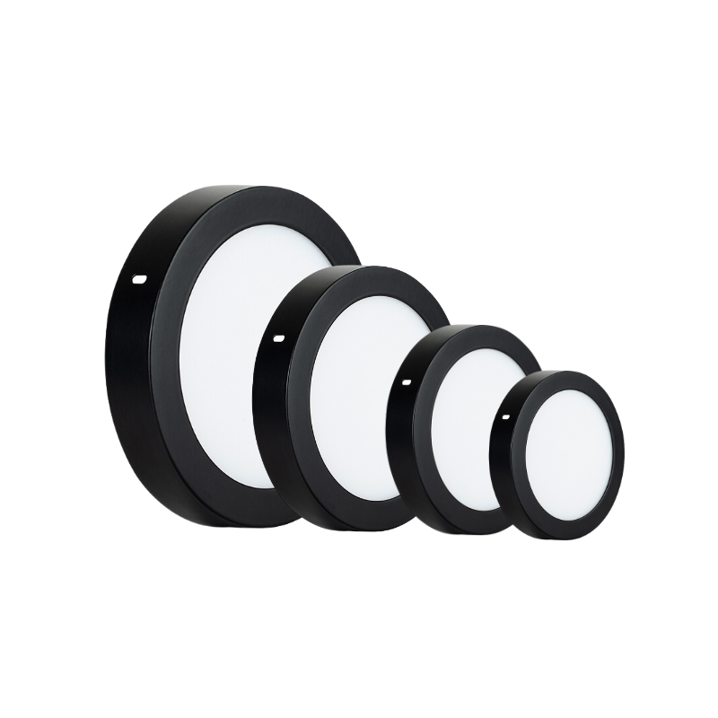 Panel Plafon Led Sobrepuesto Redondo Borde Negro 12w 15.5cm