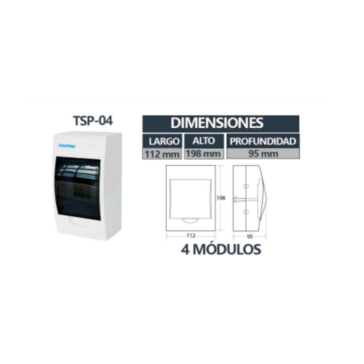 Tablero Sobrepuesto Tapa Humo IP40 4 Circuitos T3 SEC