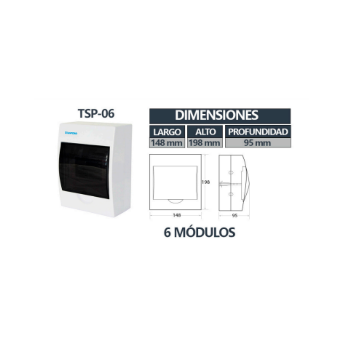 Tablero Sobrepuesto Tapa Humo IP40 6 Circuitos SEC