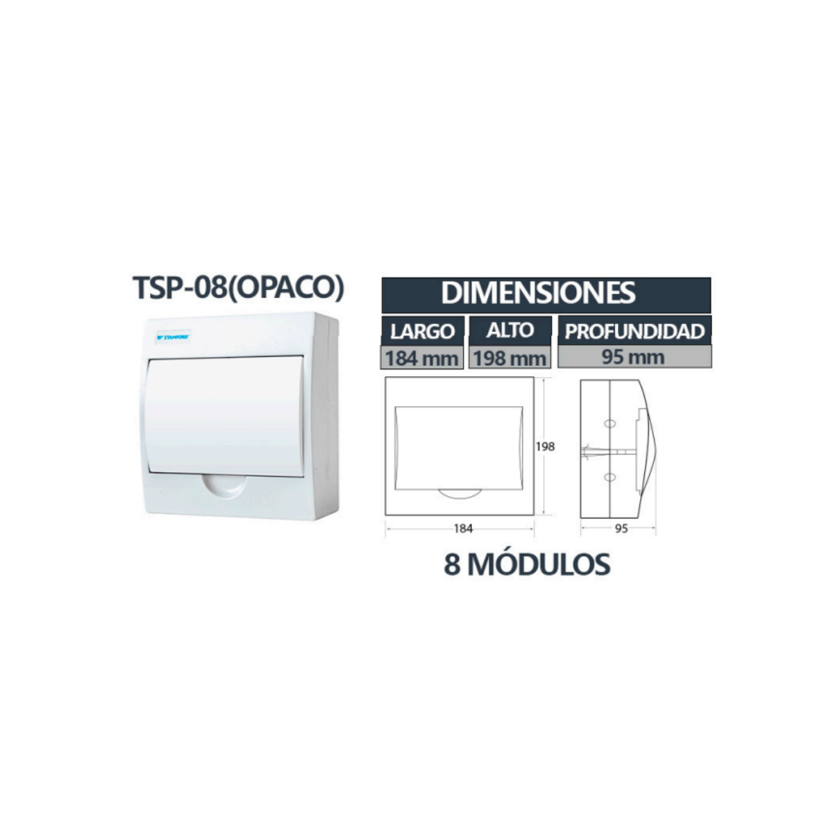 Tablero Sobrepuesto Tapa Opaca IP40 8 Circuitos T4 SEC