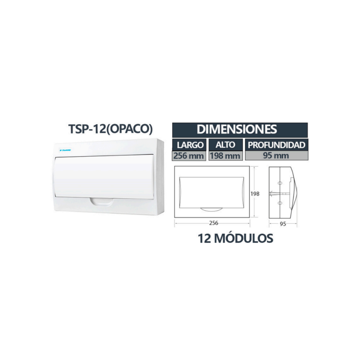 Tablero Sobrepuesto Tapa Opaca IP40 12 Circuitos SEC