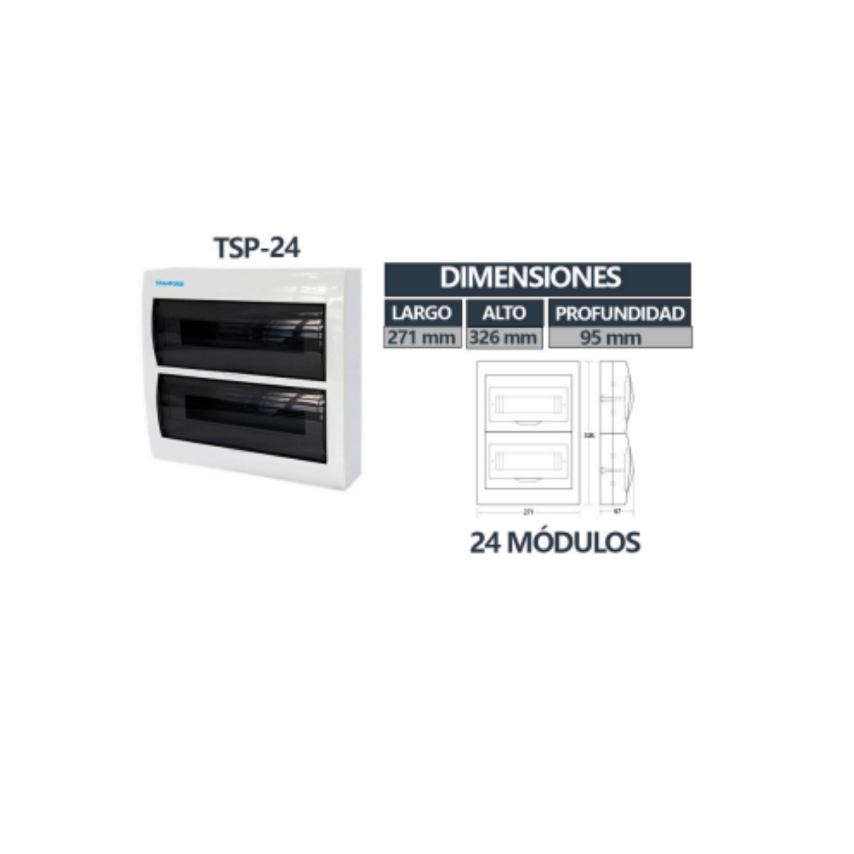 Tablero Sobrepuesto Tapa Humo IP40 24 Circuitos SEC