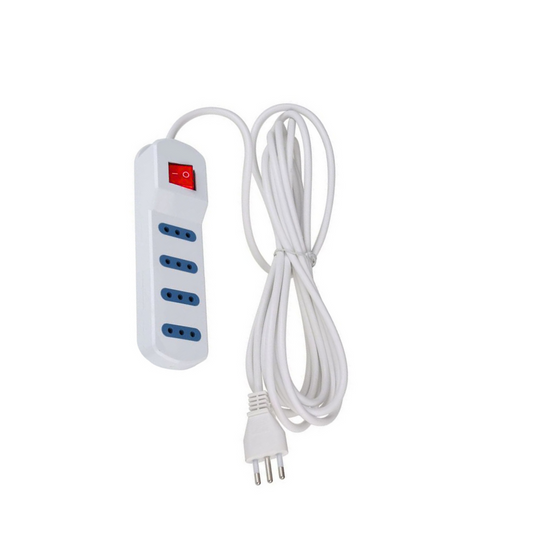 Alargador Electrico Zapatilla 4 Posiciones 1.5 metros Blanca SEC con Interruptor