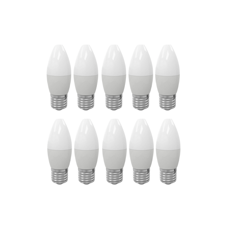 PackX10 Ampolleta Led Vela 5w E27 Rosca Normal Empavonada