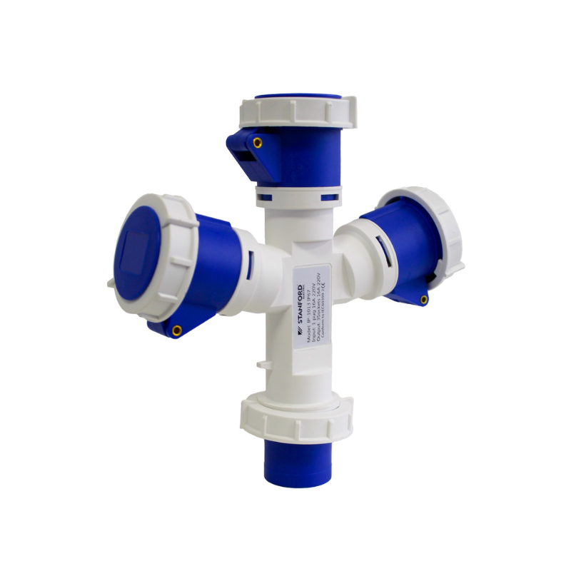 Derivación para Enchufe Industrial IP67 16A 220V 2P+T