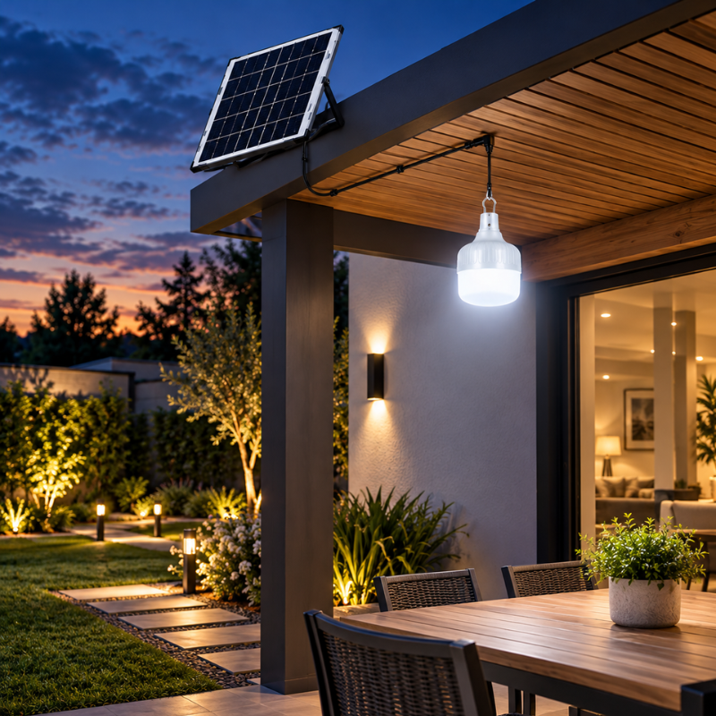 Ampolleta Led Luz fría Recargable Solar + Control remoto