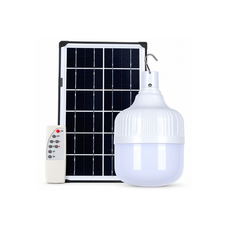 Ampolleta Led Luz fría Recargable Solar + Control remoto