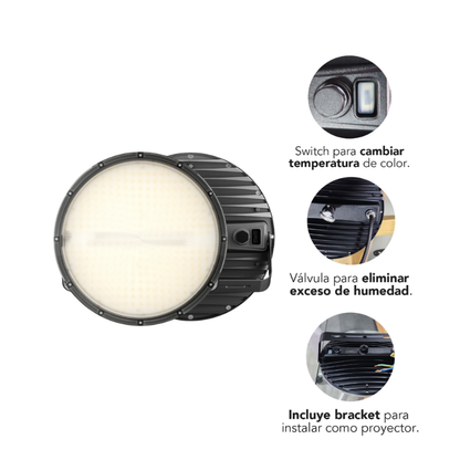 Campana Led Ufo Opal Softlight 100W IP65 CCT  1 año de garantía
