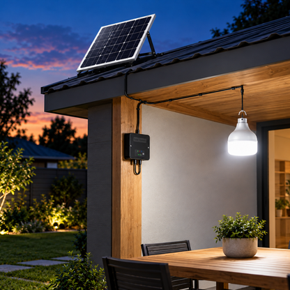 Kit de iluminación Ampolleta Led 50W Luz fría Recargable Solar