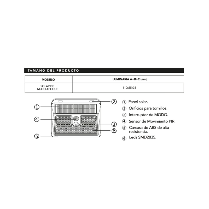 Foco Aplique Solar con sensor de movimiento 149LED