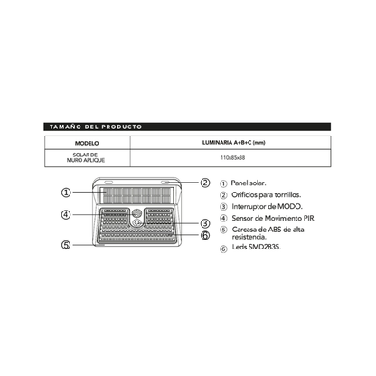 Foco Aplique Solar con sensor de movimiento 149LED