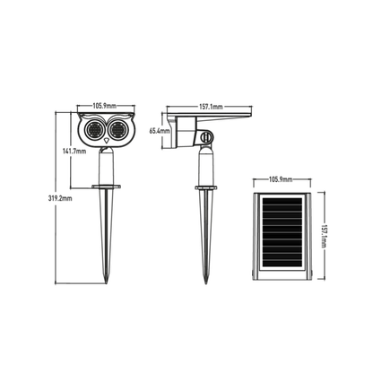 Foco Estaca LED Solar 2LED IP65 3000K