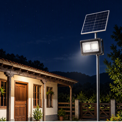Foco Proyector Led con panel solar 500W 2500lm 6500K IP65 + Control remoto