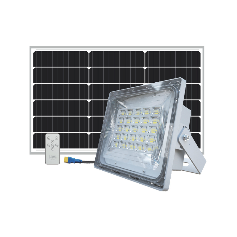 Foco Proyector Led  con panel solar Modelo Austral 300W 1600lm 6500K IP66 IK08 + Control