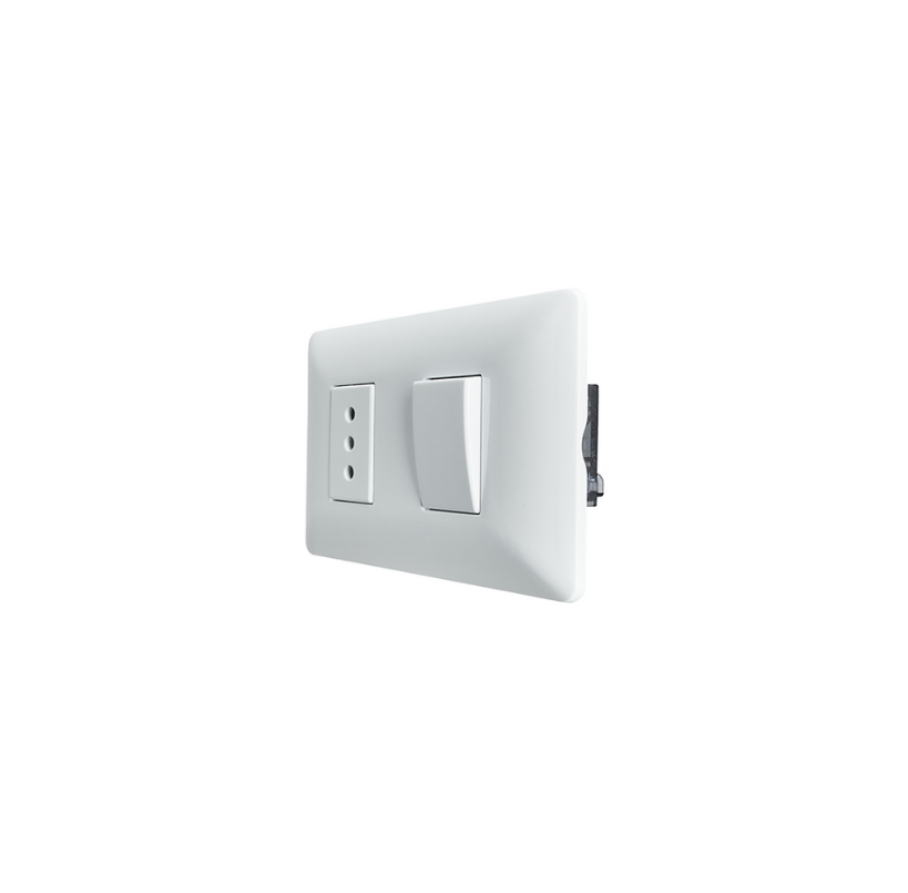 Interruptor Simple 9/12 con Enchufe Simple Blanco 10A 250V SEC