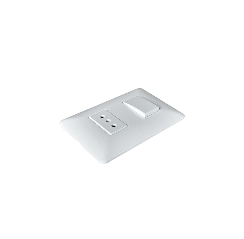 Interruptor Simple 9/12 con Enchufe Simple Blanco 10A 250V SEC