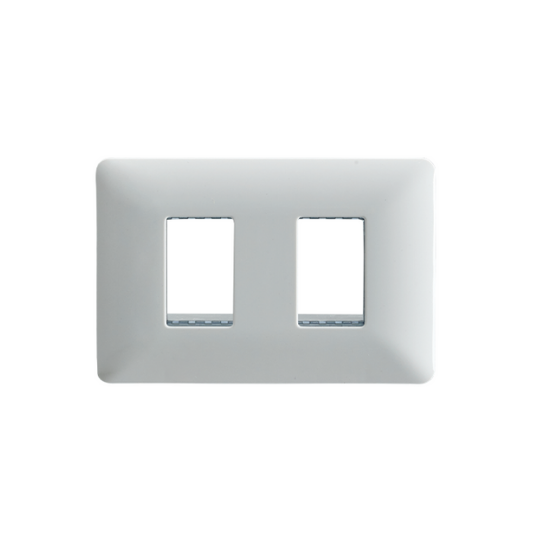 Placa Doble para modulo con Soporte Blanca