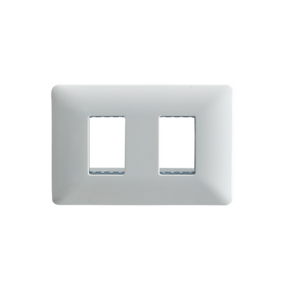 Placa Doble para modulo con Soporte Blanca