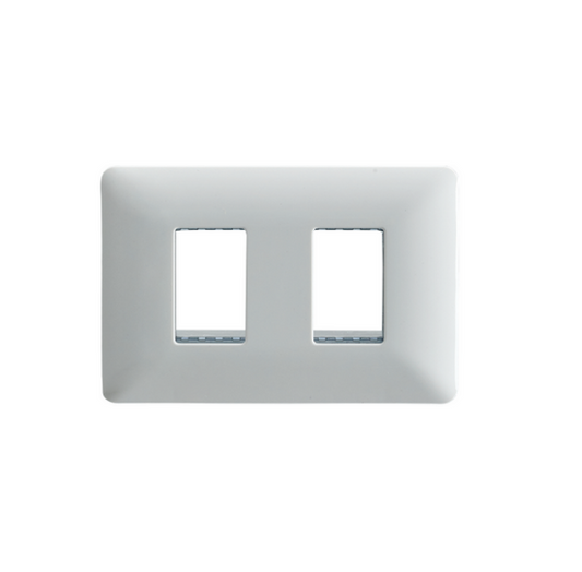 Placa Doble para modulo con Soporte Blanca