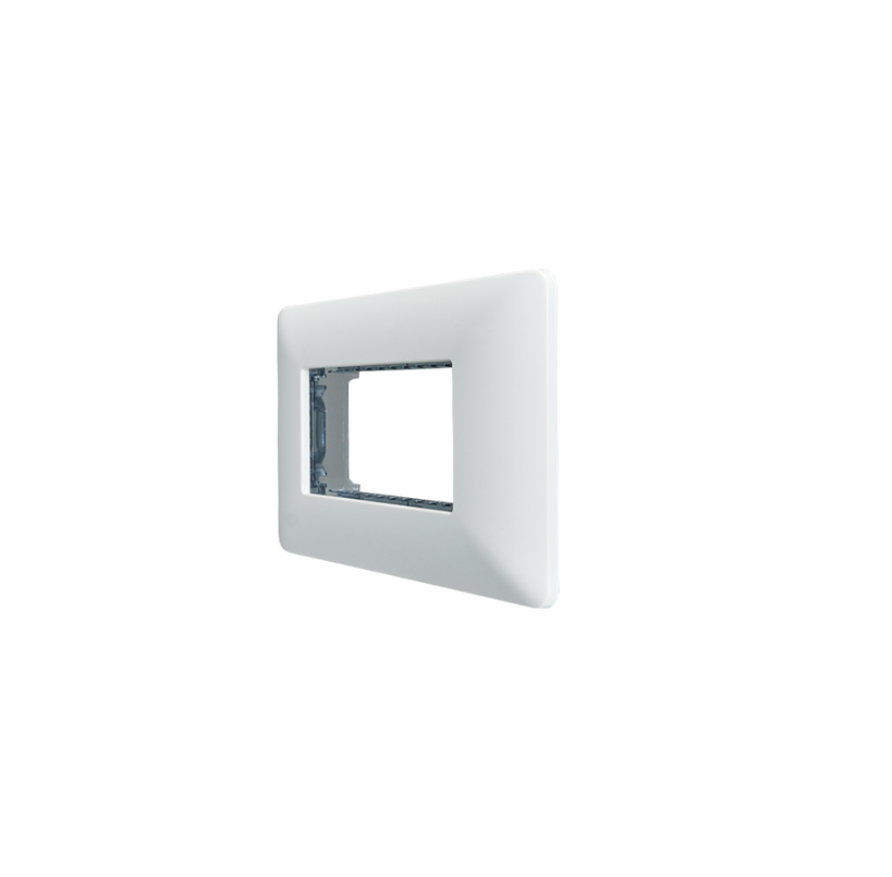 Placa Triple para modulo con Soporte Blanca