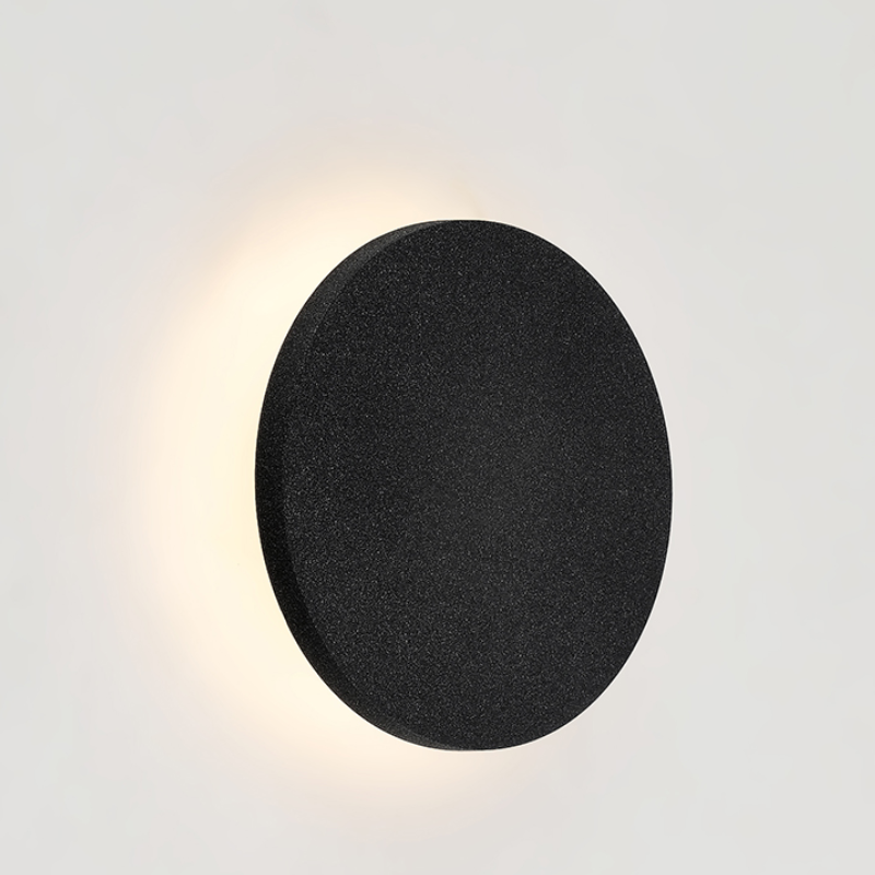 Aplique Led Circular Negro Luz Calida 6W