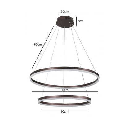 Lámpara Modelo Hoshizora Aro 80cm Y 60cm Cafe 36w /45w 3000-4000-6000k